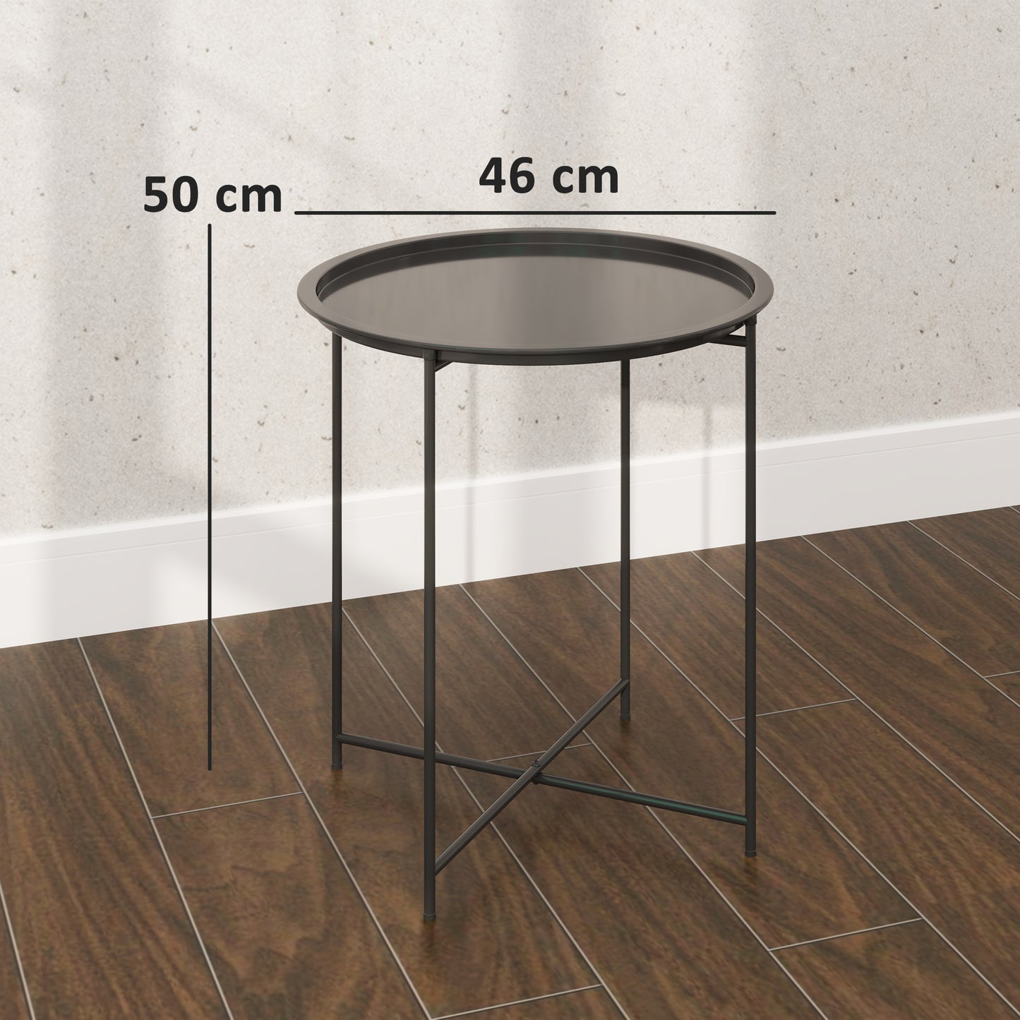 Outsunny Steel Removable Tray Top Garden Table - Black