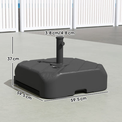 Outsunny Garden Parasol Base with Wheels, Telescopic Handle, 72 kg /45 kg Fillable Sun Umbrella Base Parasol Stand, Black