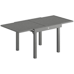 Outsunny Extending Garden Table for 4-8 People, Aluminium Outdoor Dining Table with Slatted Top, Dark Grey