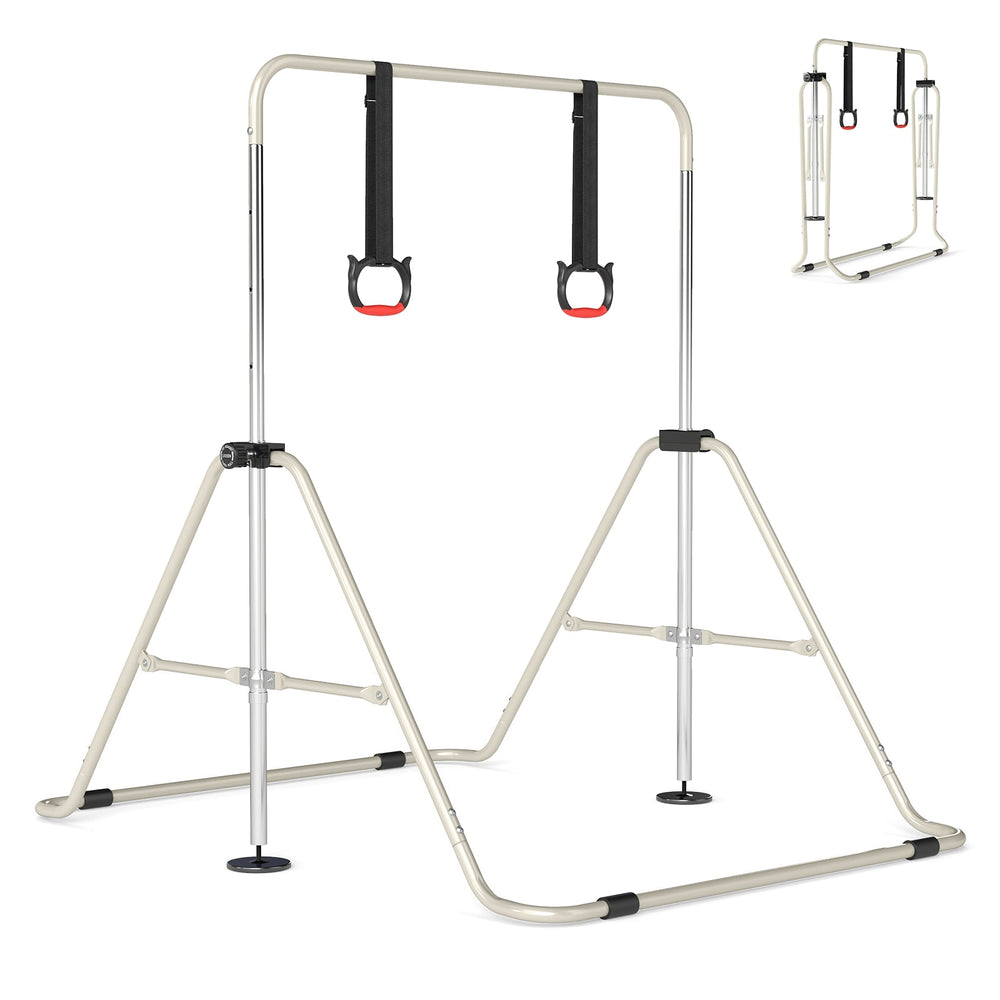 Expandable Gymnastic Bar for Kids 4-Level Height Adjustable Gymnastic Bar-Beige