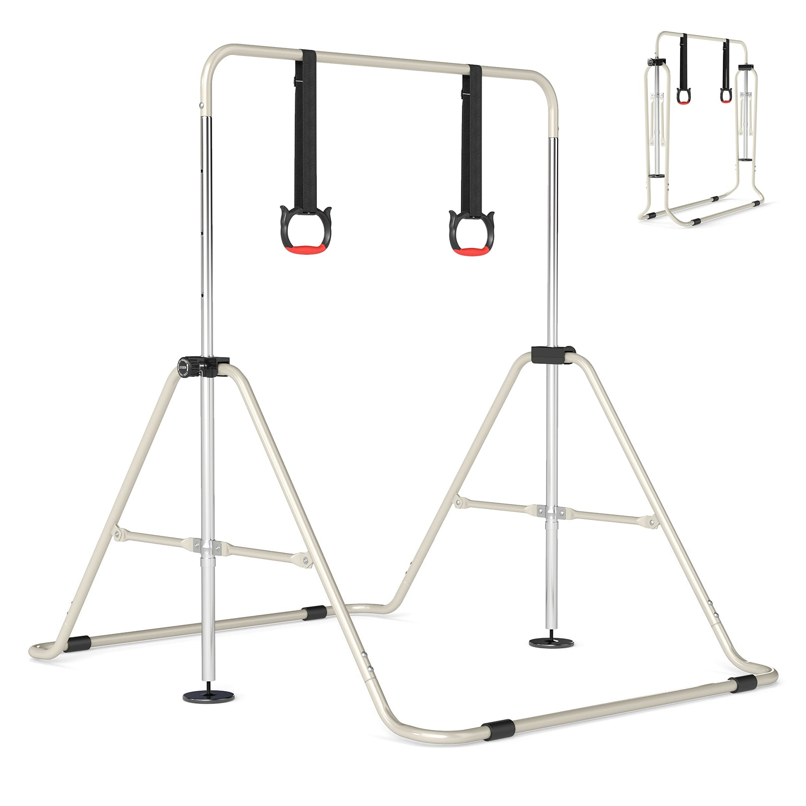 Expandable Gymnastic Bar for Kids 4-Level Height Adjustable Gymnastic Bar-Beige