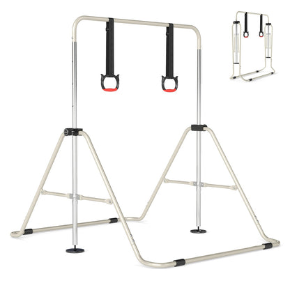 Expandable Gymnastic Bar for Kids 4-Level Height Adjustable Gymnastic Bar-Beige