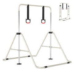 Expandable Gymnastic Bar for Kids 4-Level Height Adjustable Gymnastic Bar-Beige
