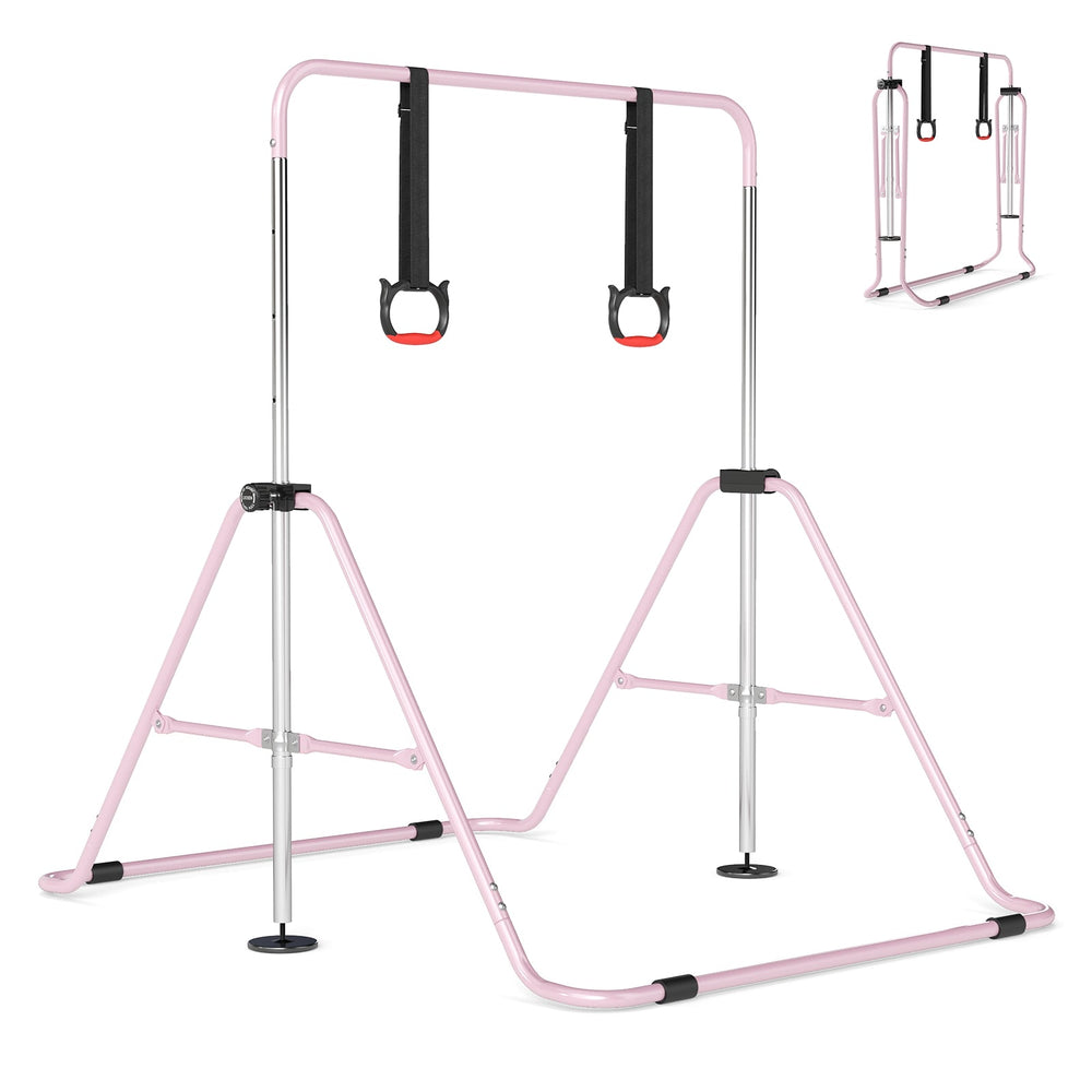 Expandable Gymnastic Bar for Kids 4-Level Height Adjustable Gymnastic Bar-Pink