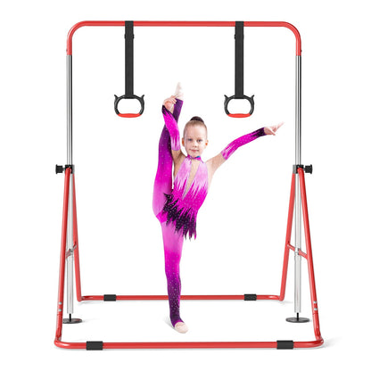 Expandable Gymnastic Bar for Kids 4-Level Height Adjustable Gymnastic Bar-Red