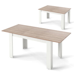 Extendable Dining Table with Adjustable Tabletop-White