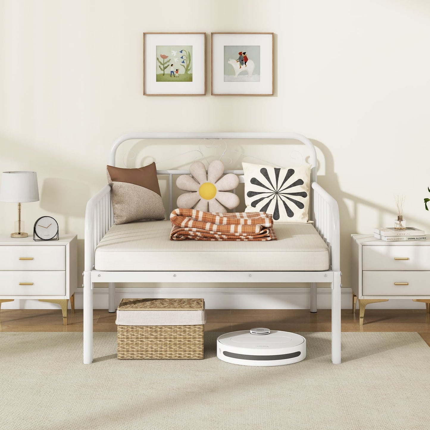 Extendable Daybed to Single Size Bed with Trundle for Adults and Guests-White