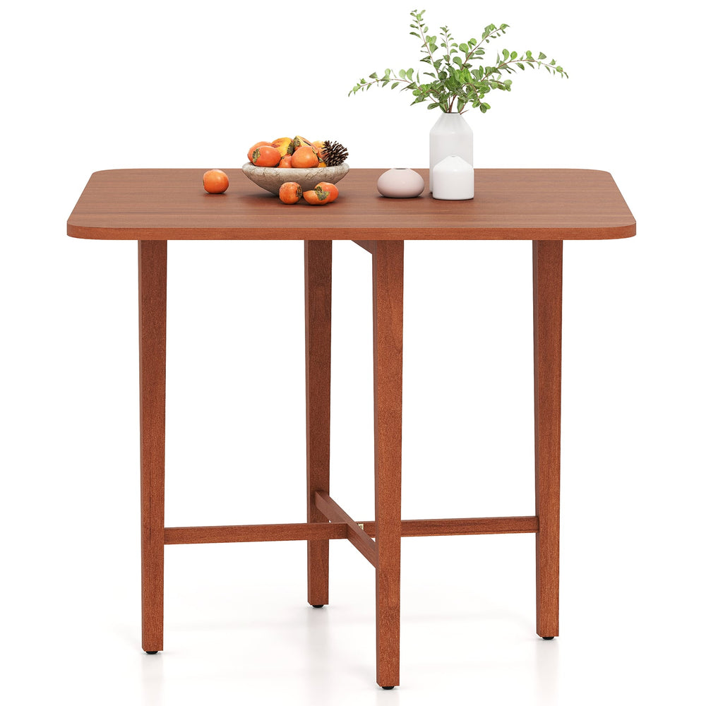 Extendable Dining Table Drop Leaf Kitchen Table for Small Spaces with X-shaped Frame-Walnut