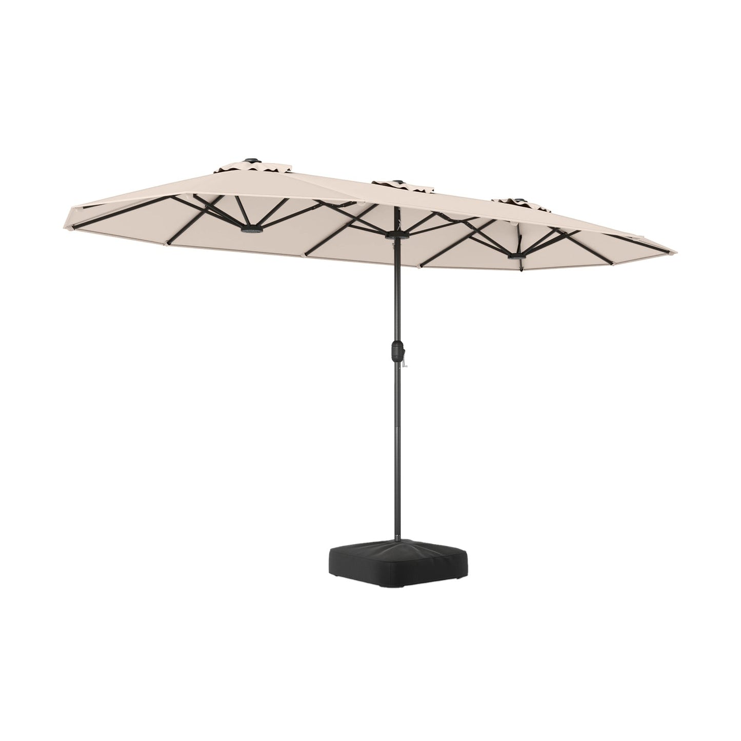 Extra Large Double-Sided Patio Umbrella Twin with Fillable Base-Beige