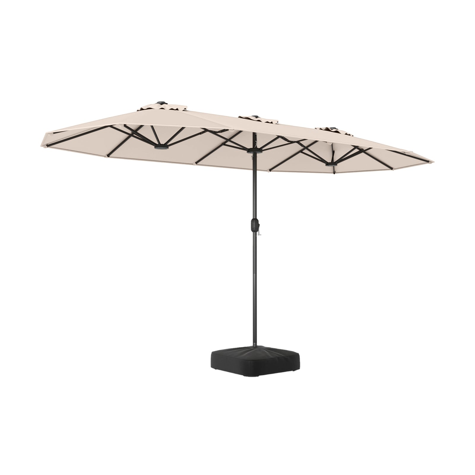 Extra Large Double-Sided Patio Umbrella Twin with Fillable Base-Beige