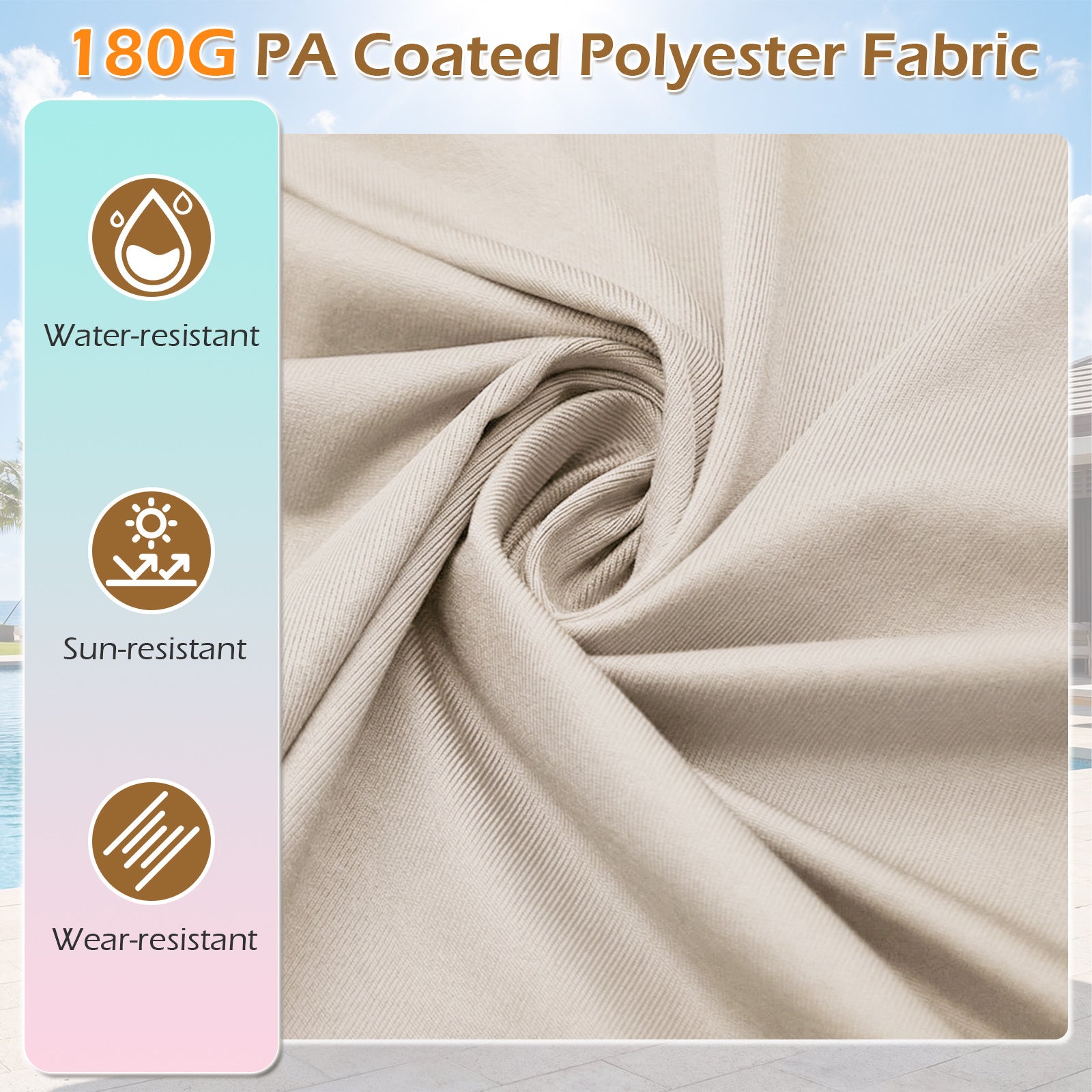 Extra Large Double-Sided Patio Umbrella Twin with Fillable Base-Beige