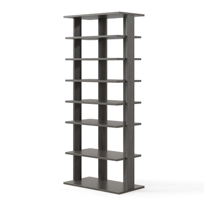 Extra Wide Wooden Vertical Shoe Rack with 7 Shelves-Grey