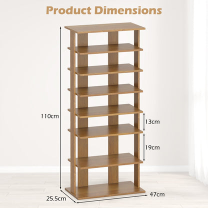 Extra Wide Wooden Vertical Shoe Rack with 7 Shelves-Natural
