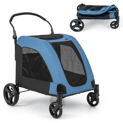 Extra Large Dog Stroller Foldable Pet Stroller with Dual Entry-Blue