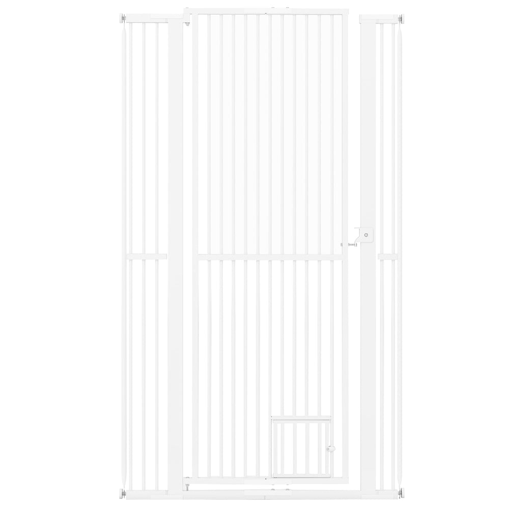 171 cm Extra Tall Pet Gate Heavy-Duty Metal Cat Gate with Wide Opening-White