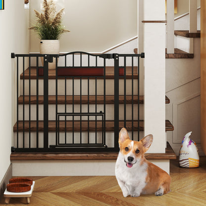Extra Wide Walk Through Pet Gate for 74-104 cm Openings-Black