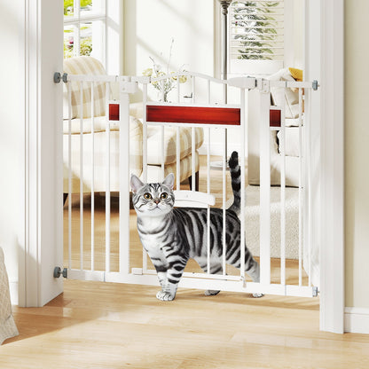 Extra Wide Walk Through Pet Gate with Small Door and 2 Extensions-White