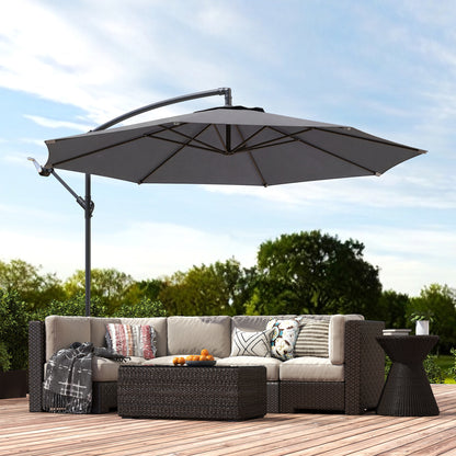 Outsunny 3 m Overhanging Cantilever Parasol, with Cross Base - Grey