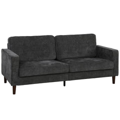 HOMCOM 3 Seater Sofa Button Tufted Upholstered Velvet Couch with Wood Legs for Living Room, Dark Grey