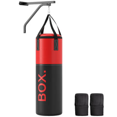 SPORTNOW Unfilled Punching Bag Set with Boxing Bag Bracket, Boxing Gloves, Hand Wraps and 360  Swivel Hook