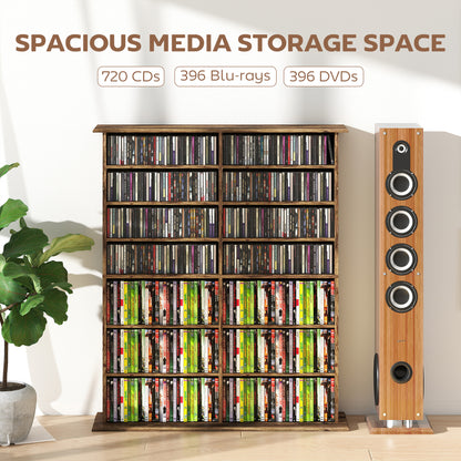 HOMCOM 16-Compartment Media Shelf - Rustic Brown