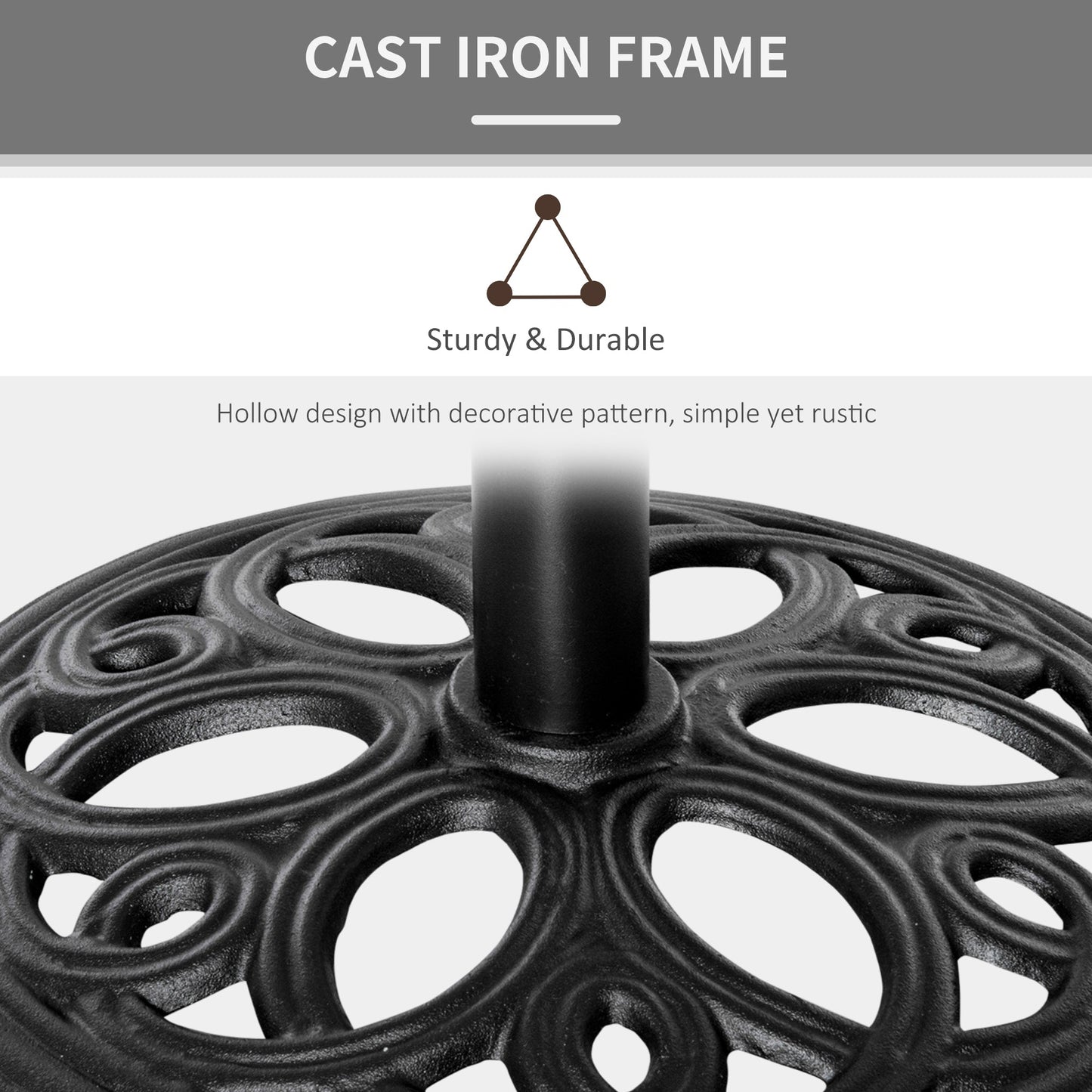 Outsunny 11.5 kg Cast Metal Round Patio Umbrella Base Stand, Umbrella Holder for Outdoor, Patio, Garden, Black