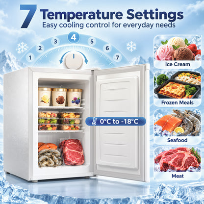 HOMCOM 60L Tabletop Mini Freezer, Countertop Small Freezer with Reversible Door, Removable Wire Shelves, White