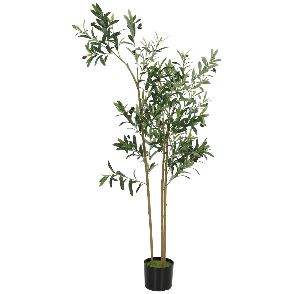 HOMCOM Decorative Artificial Plant, 148 cm Silk Olive Tree with 553 Leaves in Cement Pot, Fake Plant