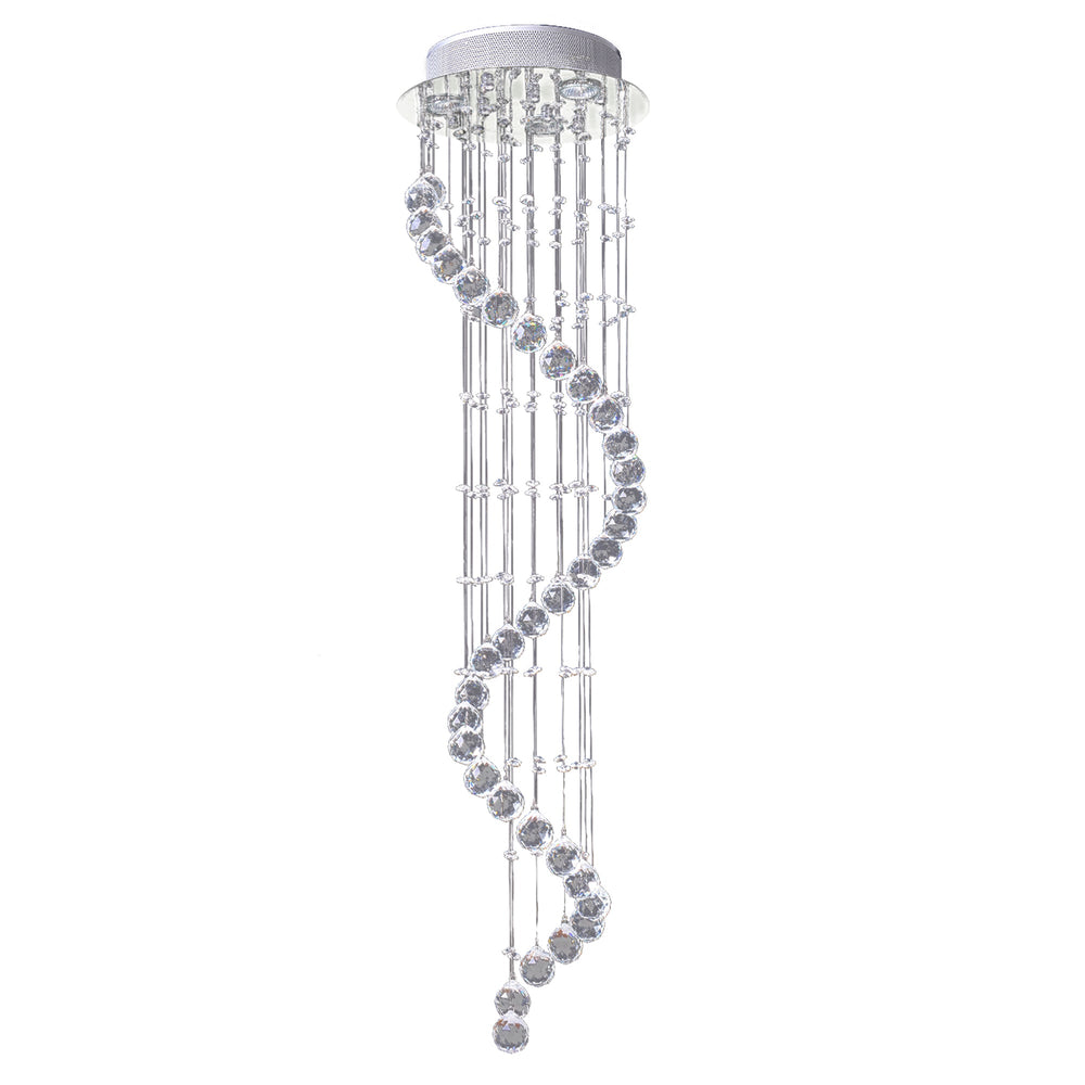 HOMCOM Modern Crystal Chandelier Ceiling Light Pendant Lamp Chrome Finish Glass Droplets New, 30 x 120cm