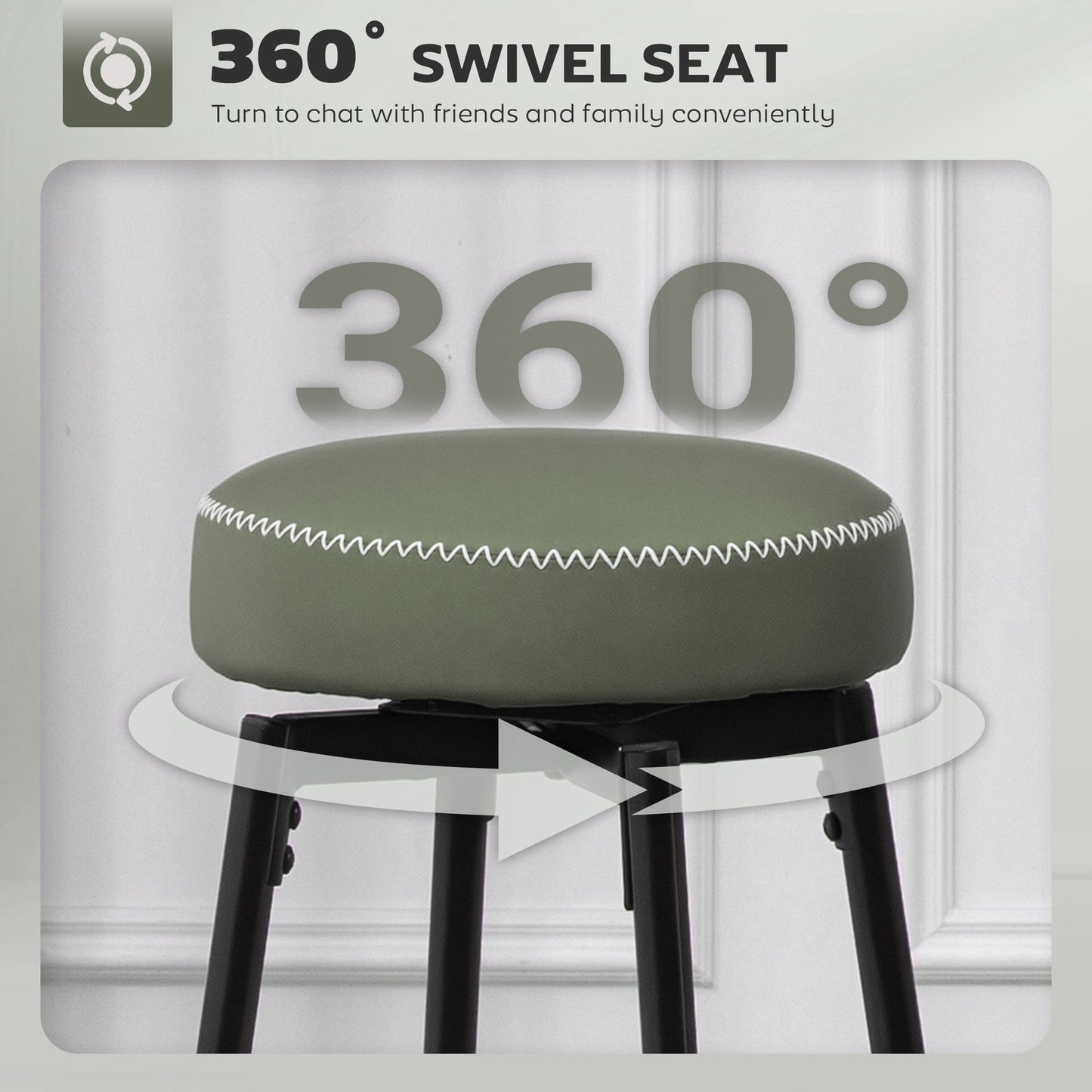 HOMCOM Set of Two Faux Leather Bar Stools - Green/Black