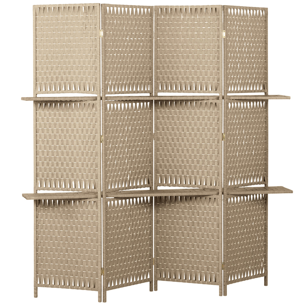 HOMCOM Wave Fibre Freestanding Folding Privacy Screen Panels, Room Divider, Natural Wood Finish