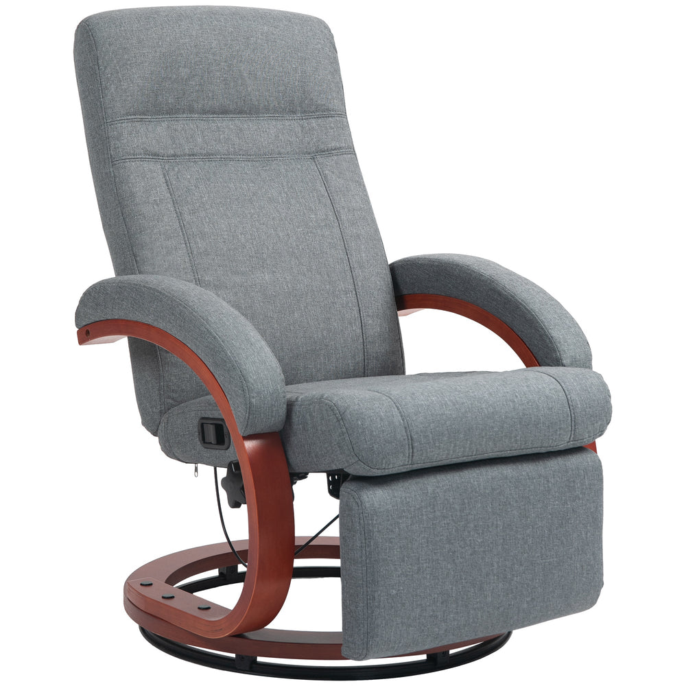 HOMCOM 135 degrees Manual Reclining Swivel Chair, with Footrest - Grey