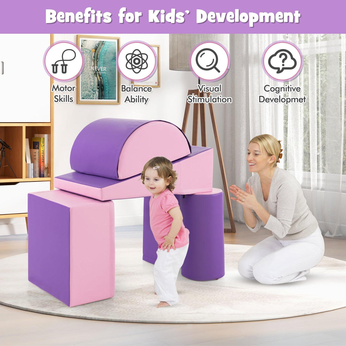 5-Piece Soft Waterproof Kids Climb &amp;amp;amp;amp;amp;amp;amp;amp; Crawl Activity Playset-Purple