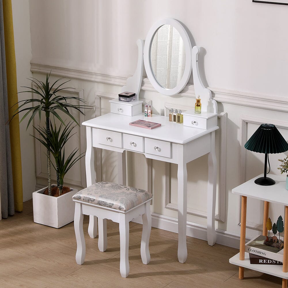 138.5cm H Makeup Vanity Desk with Mirror and Stool