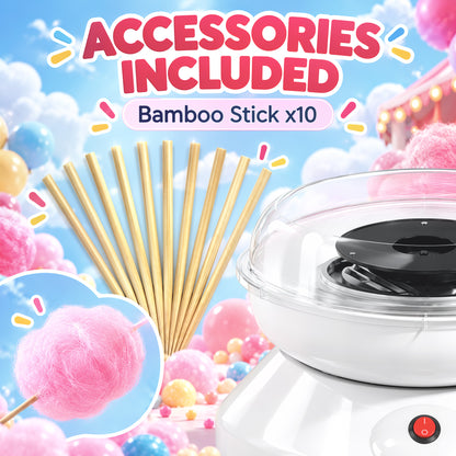 HOMCOM Candy Floss Maker, Quick Making Electric Cotton Floss Machine with 10 Bamboo Sticks, White
