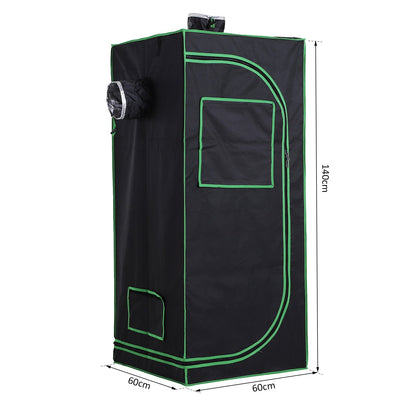 Outsunny Grow Tent Reflective Mylar Hydroponic with Adjustable Vents and Floor Tray for Indoor Plant Growing, 60 x 60 x 140 cm (24.5" x 24.5" x 55")