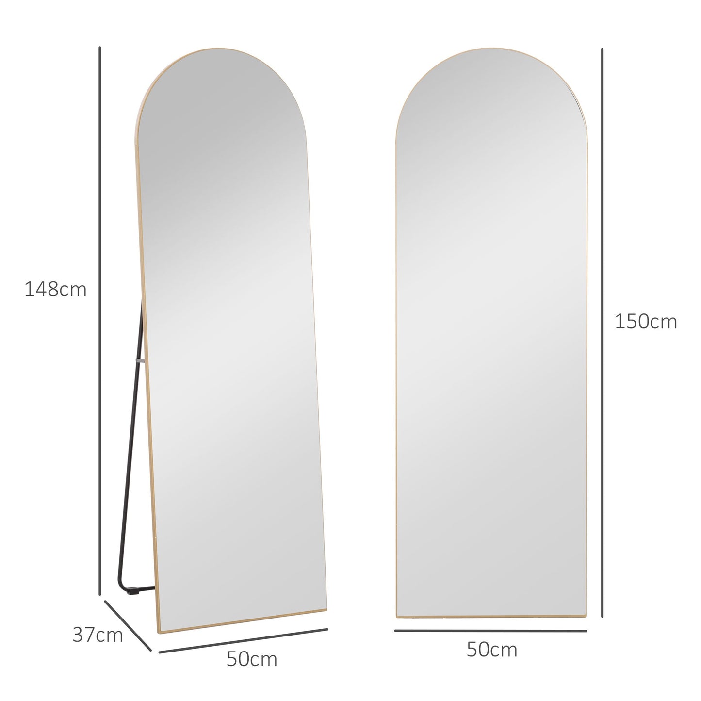 HOMCOM 150cm Arched Full Length Mirror - Gold Tone