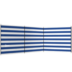 Outsunny 4 Pole Camping Windbreaks, Beach Wind Shield Shelter with Carry Bag and Steel Poles, 540cm x 150cm, Dark Blue
