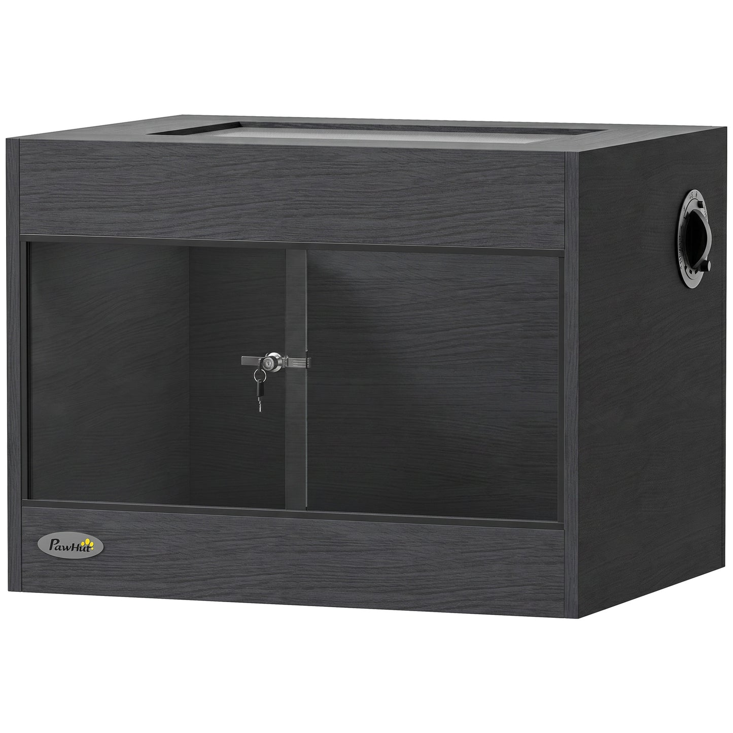 PawHut Reptile Terrarium, Reptile Vivarium with Glass Doors, Secure Lock, Top Ventilation for Snake, Gecko, 60x45x45cm, Black