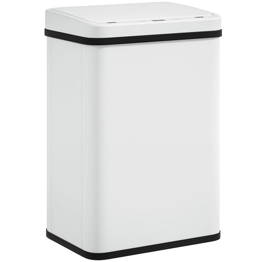 HOMCOM 40L Sensor Bin with Soft-Close Lid, Stainless Steel Automatic Touchless Motion Sensor Kitchen Bin, White