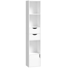 HOMCOM Bookcase with Drawers Adjustable Shelf Bookshelf with 2 Drawers and Cabinet 158 cm White