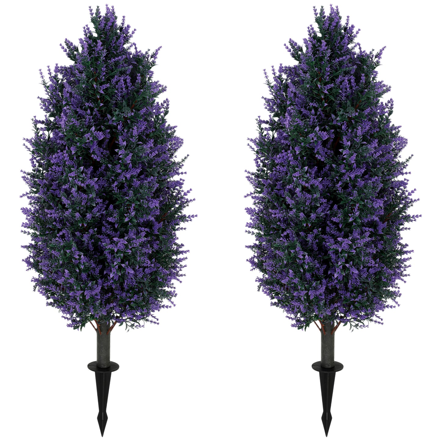 HOMCOM Set of 2 Artificial Lavender Flowers, Indoor Outdoor Fake Plants with Stakes, UV Resistant for Garden,  90 cm, Blue