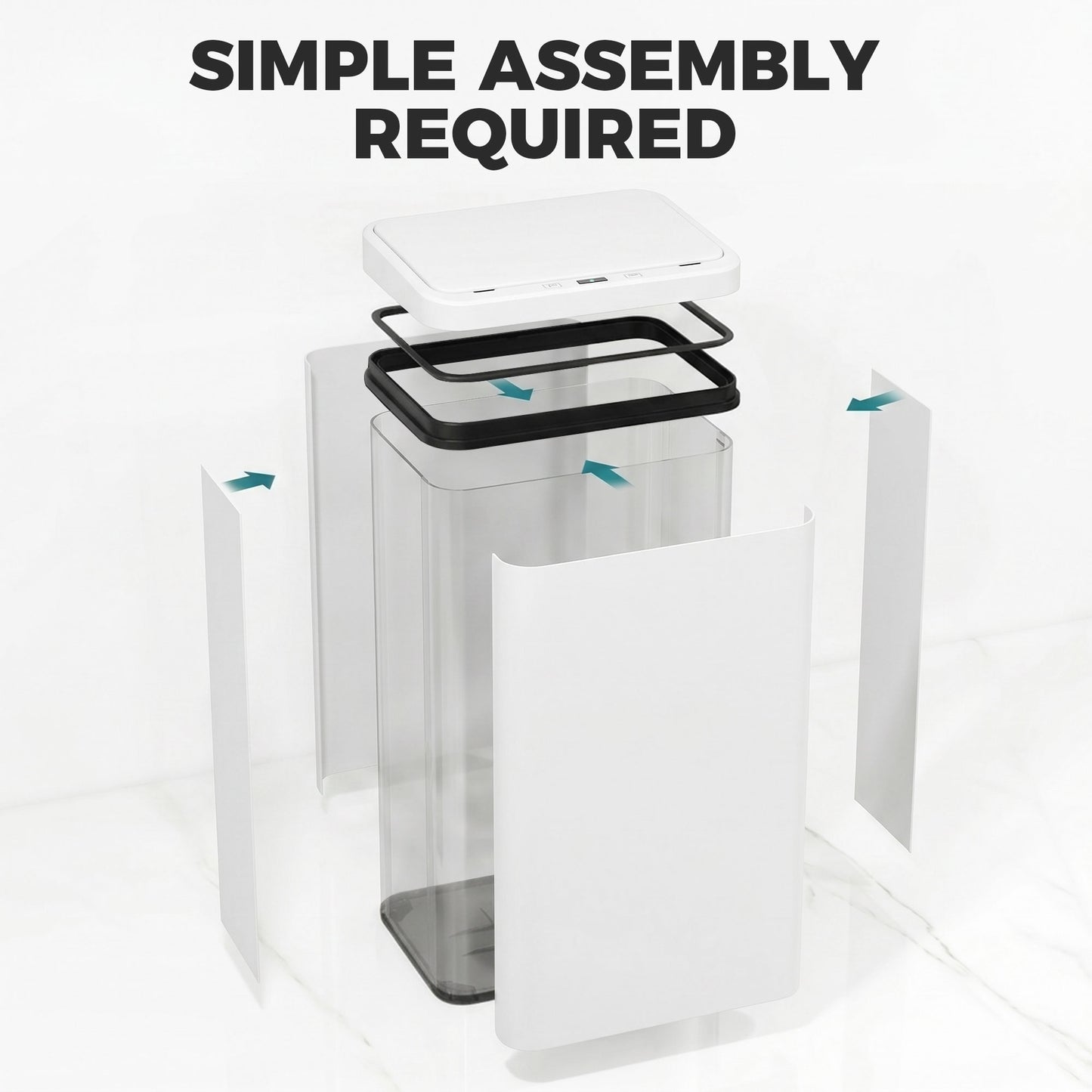 HOMCOM 50L Sensor Bin with Soft-Close Lid, Stainless Steel Automatic Touchless Motion Sensor Kitchen Bin, White