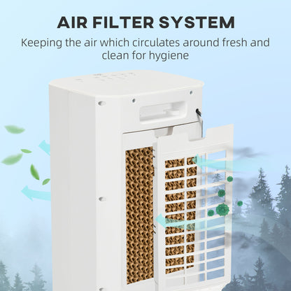 HOMCOM Portable 3-in-1 Air Cooler with 5 Litre Capacity, Oscillation, LED Display, Remote, 15 Hour Timer, Evaporative Air Cooler Fan with 3 Speeds, 3 Modes, Ice Packs, for Home Office