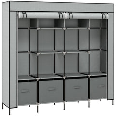 HOMCOM Fabric Wardrobe for Bedroom, Portable Cloth Wardrobe with 10 Compartments, 2 Hanging Rails and 4 Fabric Drawers, 166 x 42.5 x 169.5cm, Dark Grey