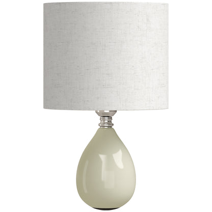 HOMCOM Table Lamp, Vintage Eastern Bedside Desk Lamp with Fabric Lampshade for Study, Bedroom, Living Room, Cream White