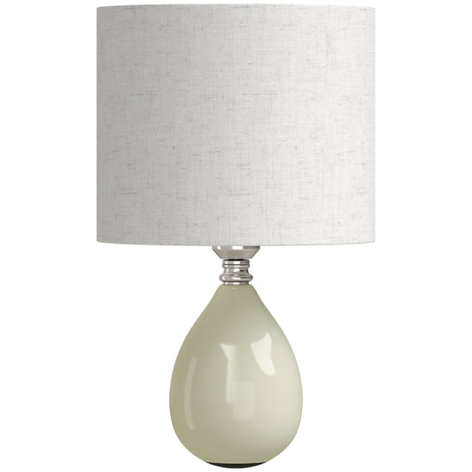 HOMCOM Table Lamp, Vintage Eastern Bedside Desk Lamp with Fabric Lampshade for Study, Bedroom, Living Room, Cream White