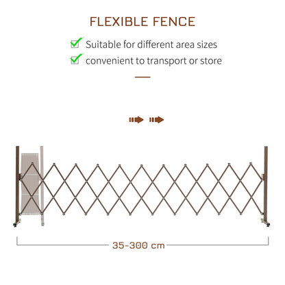 Outsunny Set of 2 Expanding Garden Fencc, Aluminium Freestanding Foldable Picket Fence, 300cmx103.5 cm, Dark Brown