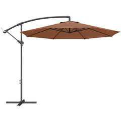 Outsunny 3 m Overhanging Cantilever Parasol, with Cross Base - Coffee