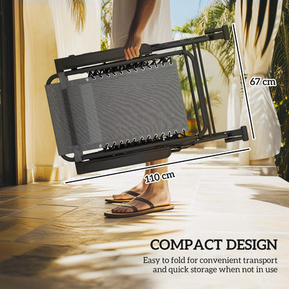 Outsunny Garden Rocking Chair Folding Recliner Outdoor Adjustable Sun Lounger Rocker Zero-Gravity Seat with Headrest Side Holder Patio Deck - Grey